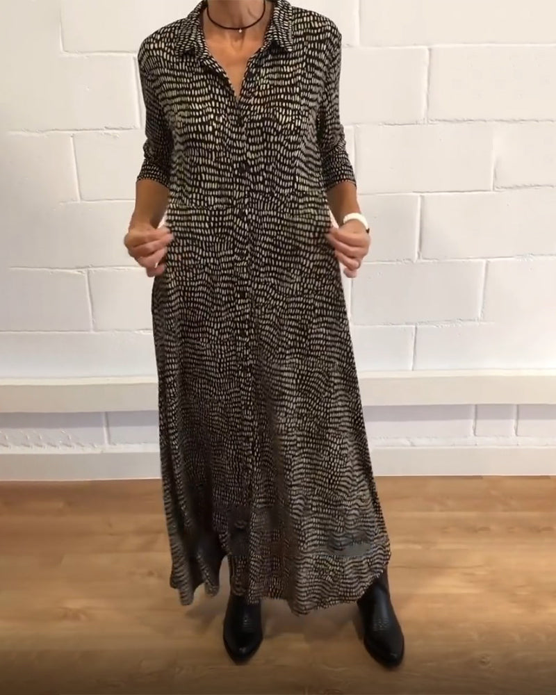 Clara | Mujer Vestido Maxi Camisero con Botones y Bolsillos
