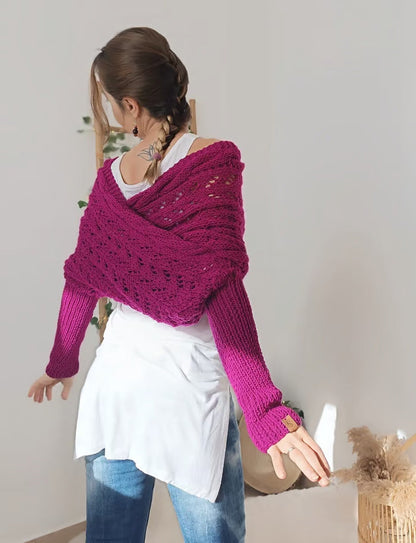 Rosa | Mujer Shrug de Punto Calado para Capas