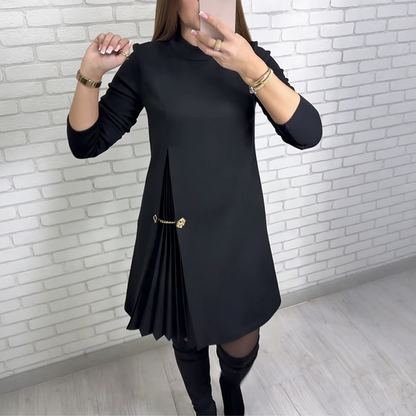 Ellie | Mujer Mini Vestido Estructurado con Panel Plisado Asimétrico