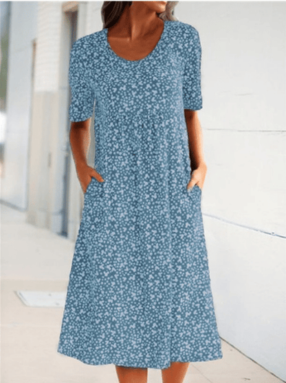 Fabienne | Mujer Vestido de Verano Floral de Corte en A con Bolsillos