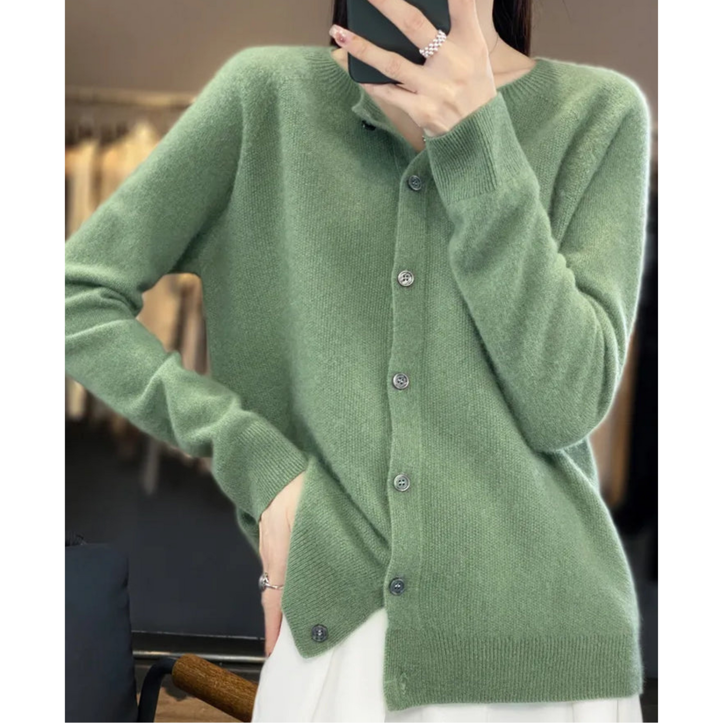 Diane | Mujer Cárdigan con Cuello Redondo y Botones