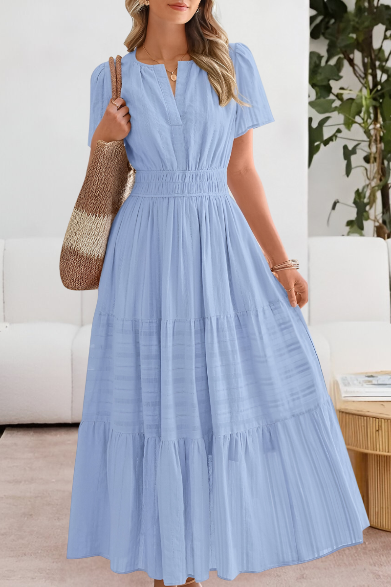 Freya | Mujer Vestido Maxi de Capas con Cintura Smock