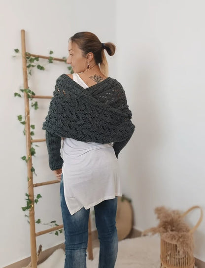 Rosa | Mujer Shrug de Punto Calado para Capas