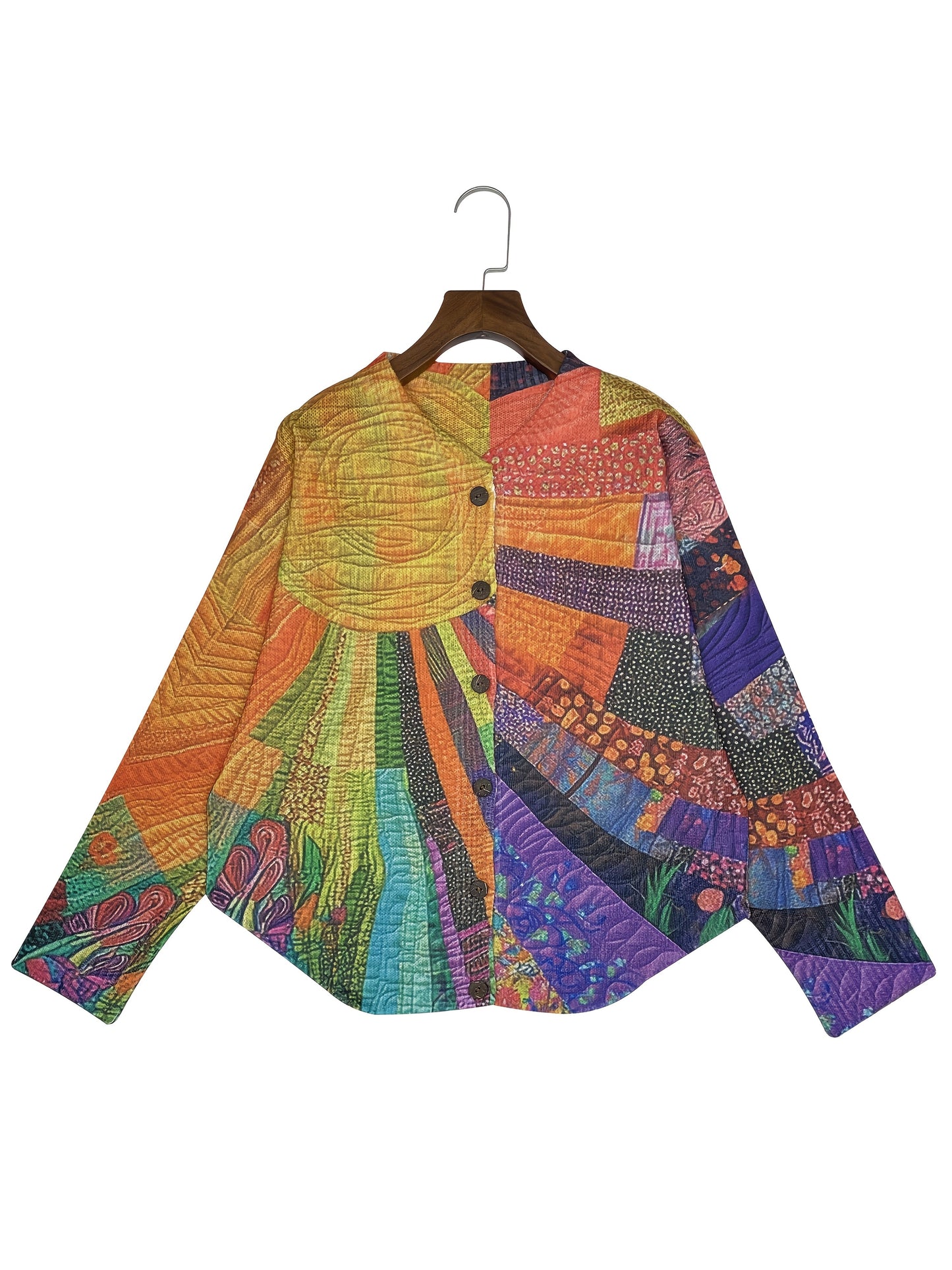 Zoe | Mujer Chaleco de Punto Patchwork con Botones