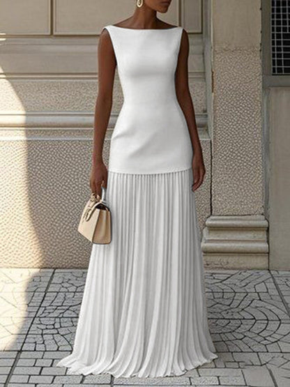 Juliet | Mujer Maxi Vestido Sin Mangas con Falda Plisada