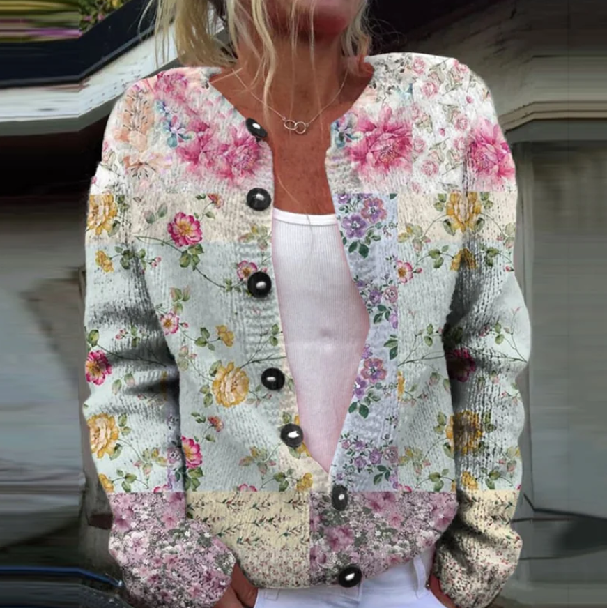 Lowri | Mujer Chaleco de Punto con Estampado Floral