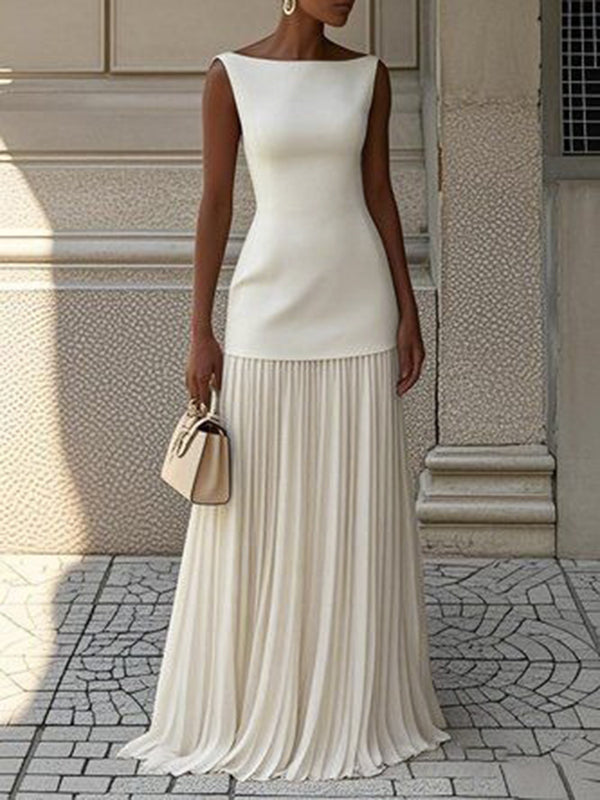 Juliet | Mujer Maxi Vestido Sin Mangas con Falda Plisada