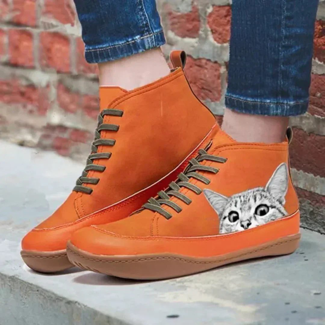 Isabel | Mujer Zapatillas Altas con Estampado de Gatos