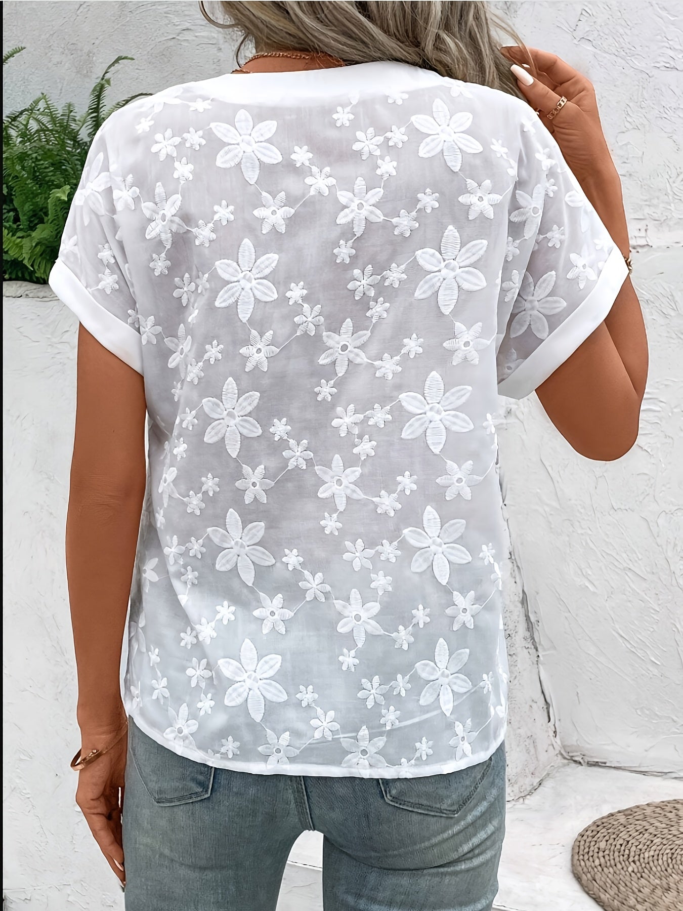 Leda | Mujer Blusa con Escote en V y Estampado Floral