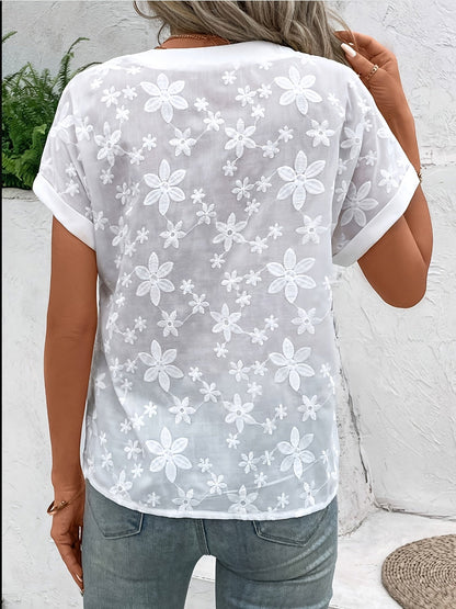 Leda | Mujer Blusa con Escote en V y Estampado Floral