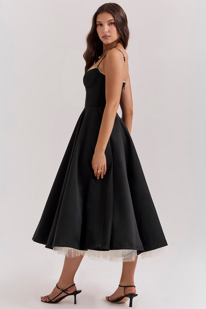 Soof | Mujer Vestido Midi de Tul con Corsé