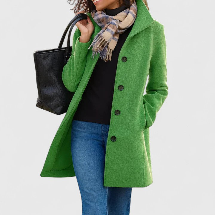 Aurora | Mujer Peacoat de Lana Entallado con Botones en Contraste