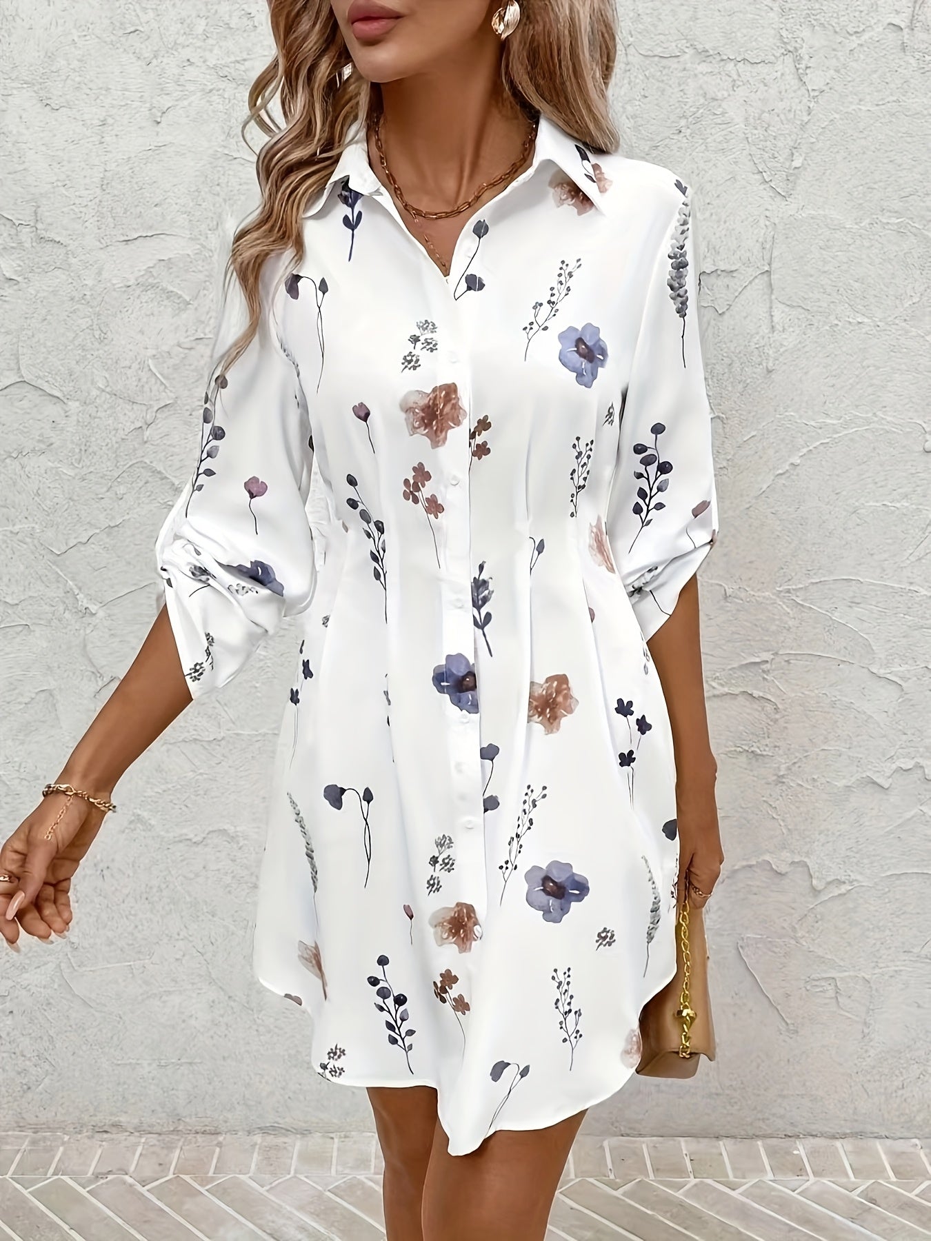 Adelinde | Mujer Vestido Camisero Floral con Botones