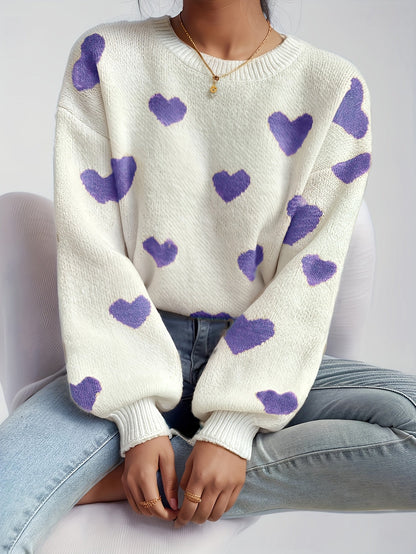 Lotte | Mujer Suéter de Punto con Estampado de Corazones