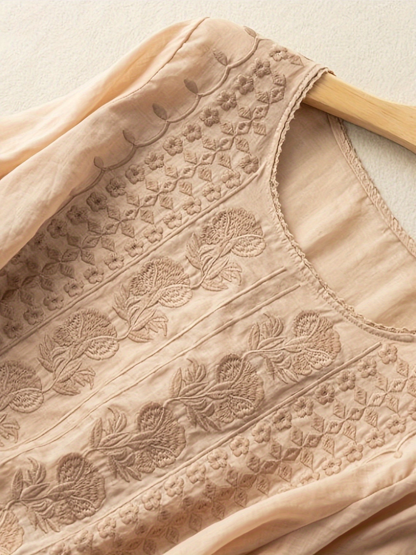 Natalie | Mujer Blusa Bordada con Mangas Tres Cuartos
