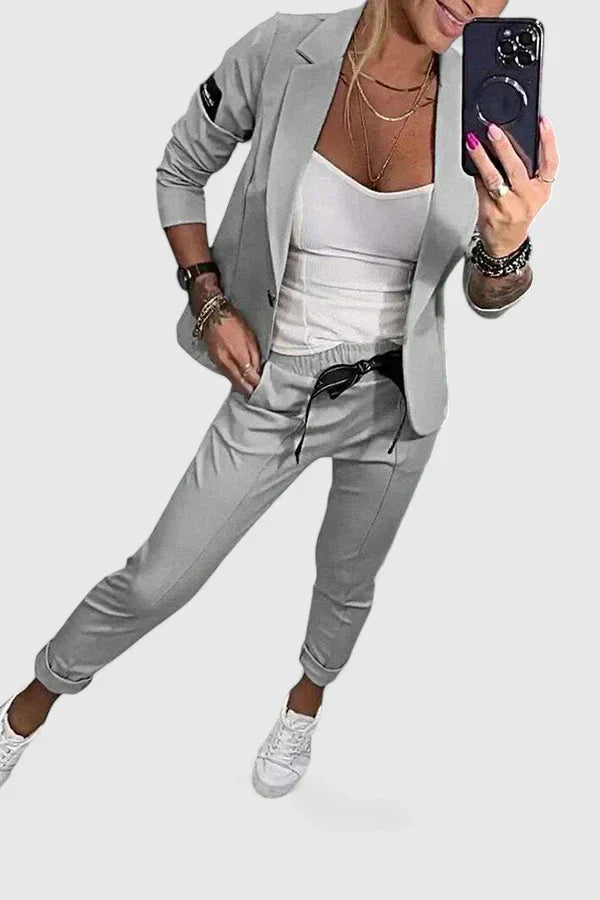 Alina | Mujer Traje de Dos Piezas con Blazer Estructurado y Pantalón