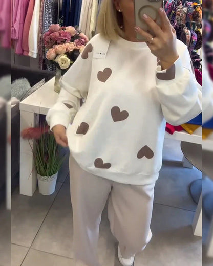 Isla | Mujer Suéter de Punto con Estampado de Corazones