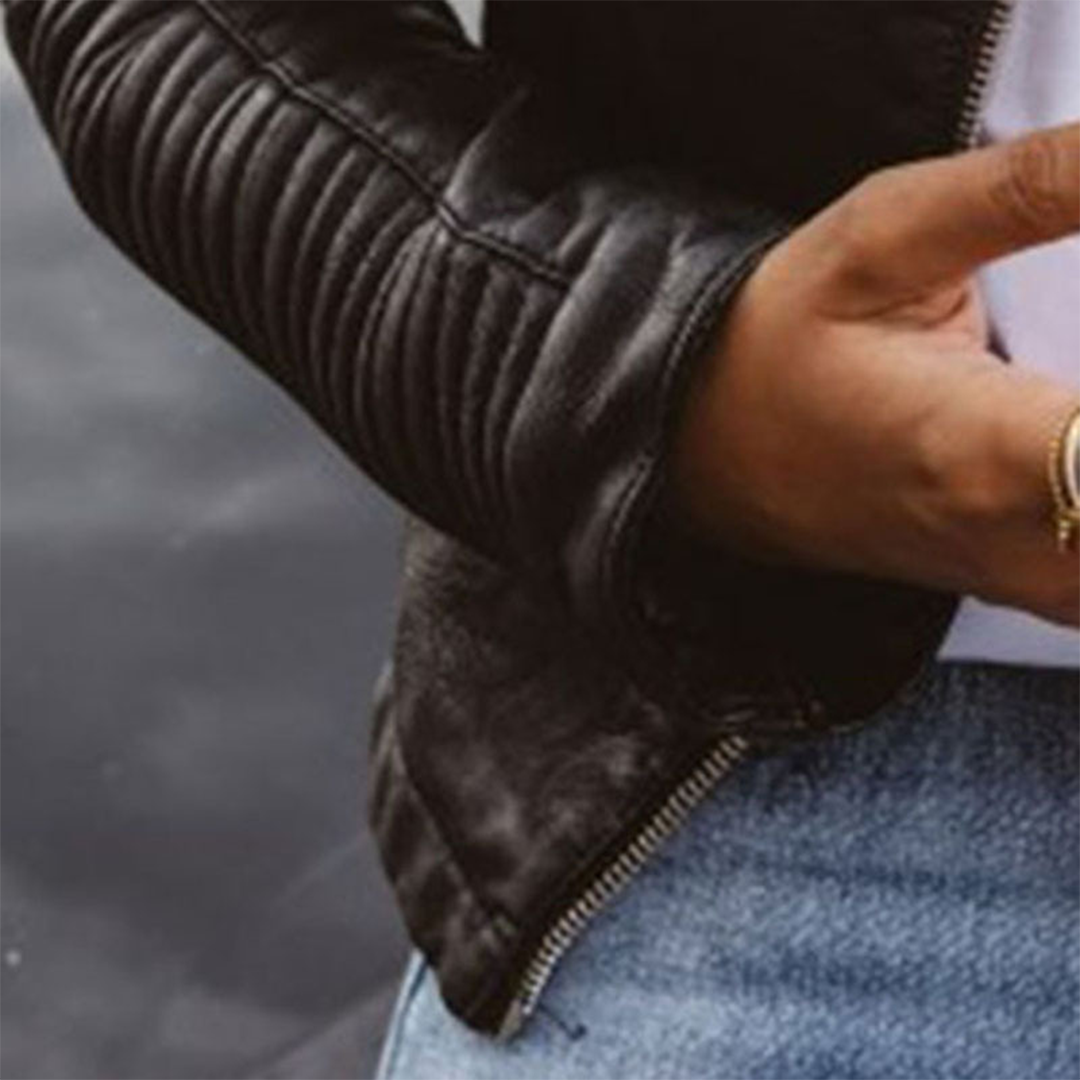 Alessia | Mujer Chaqueta Biker Ajustada con Cremallera
