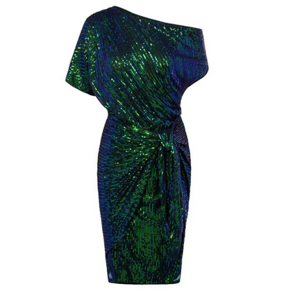 Isabella | Mujer Vestido de Fiesta de Un Hombro con Lazo Lateral