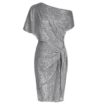 Isabella | Mujer Vestido de Fiesta de Un Hombro con Lazo Lateral