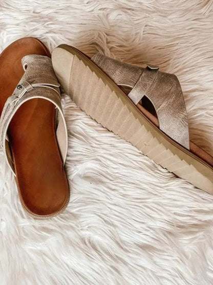 Helene | Mujer Sandalias Planas con Hebilla y Suela Acolchada
