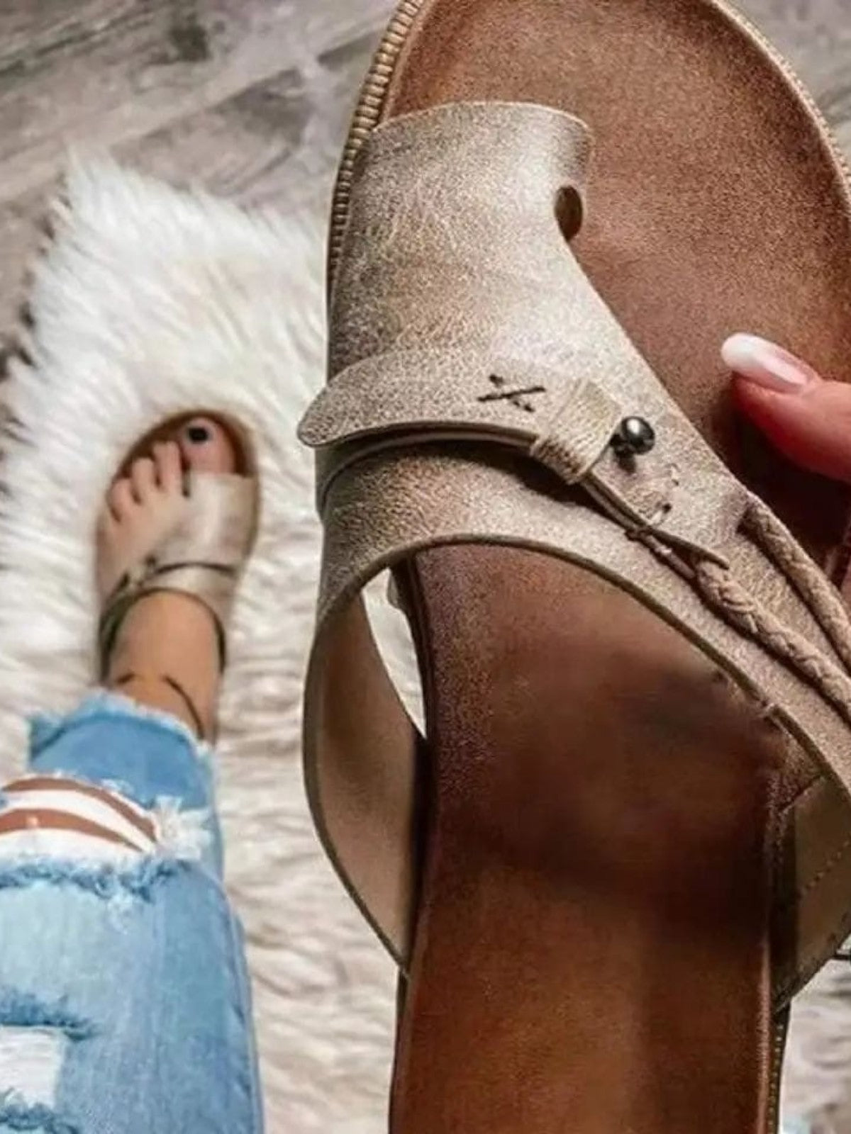 Helene | Mujer Sandalias Planas con Hebilla y Suela Acolchada