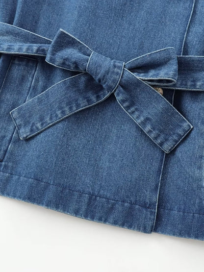 Daphne | Mujer Chaqueta de Denim Entallada con Cinturón