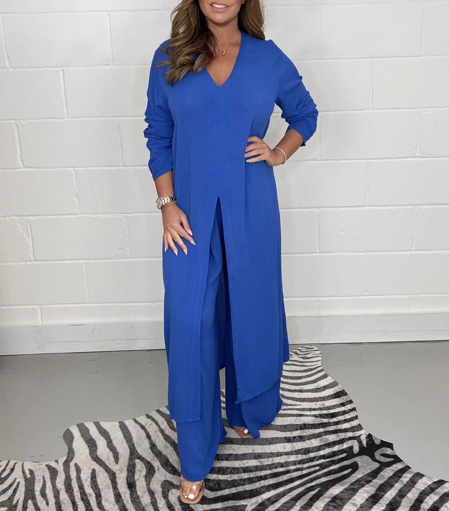 Sofieke | Mujer Conjunto de Dos Piezas con Camisa y Pantalón Ancho