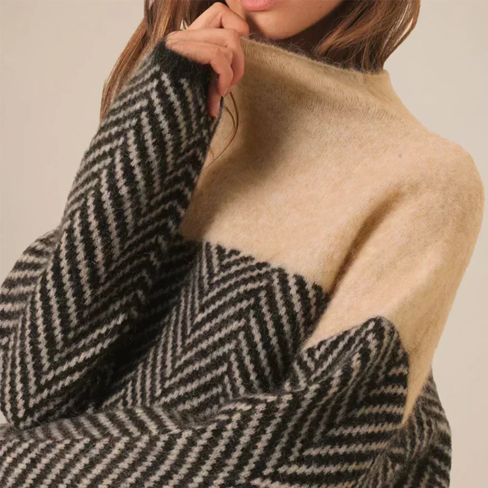 Celeste | Mujer Suéter de Cuello Alto de Corte Holgado