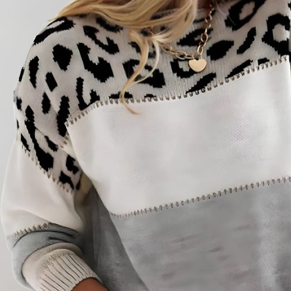 Cheyenne | Mujer Suéter de Punto con Estampado de Leopardo