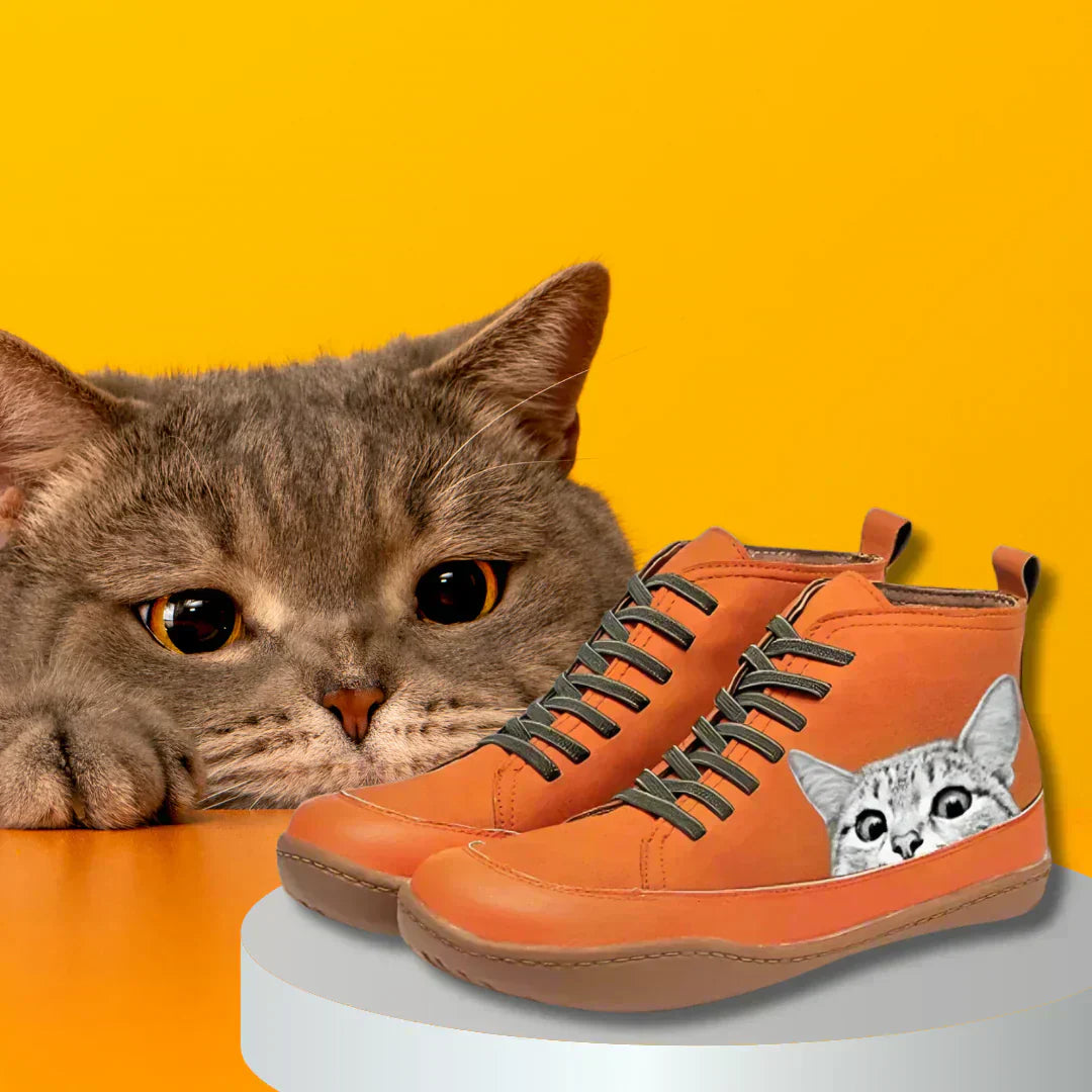 Isabel | Mujer Zapatillas Altas con Estampado de Gatos