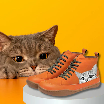 Isabel | Mujer Zapatillas Altas con Estampado de Gatos