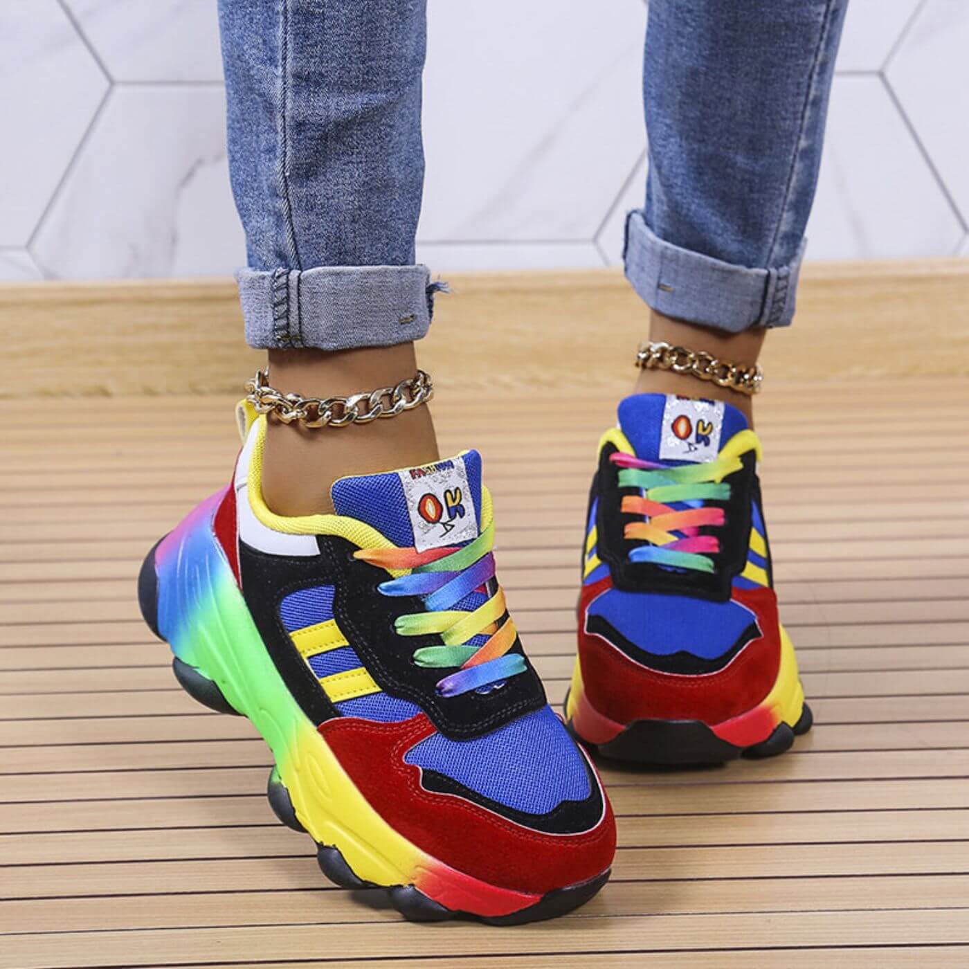 Orlanda | Mujer Zapatillas con Cordones y Suela Amortiguadora