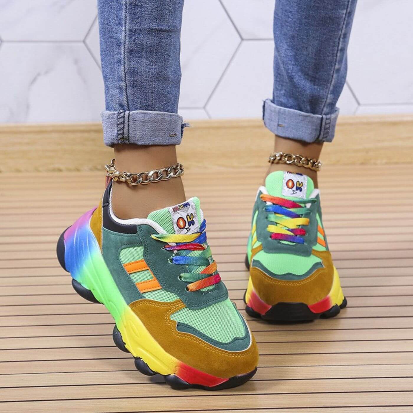 Orlanda | Mujer Zapatillas con Cordones y Suela Amortiguadora