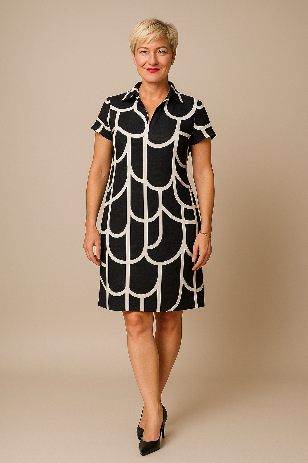 Ena | Mujer Vestido Midi con Mangas Cortas Atemporal
