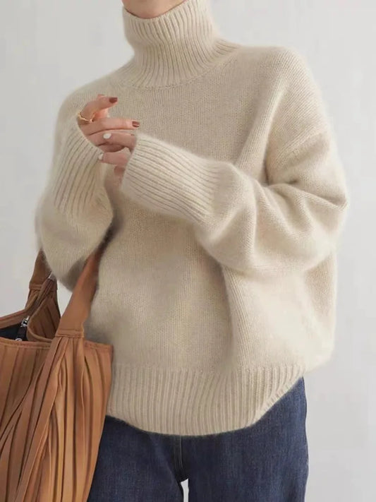 Isabella | Mujer Suéter de Cuello Alto de Punto
