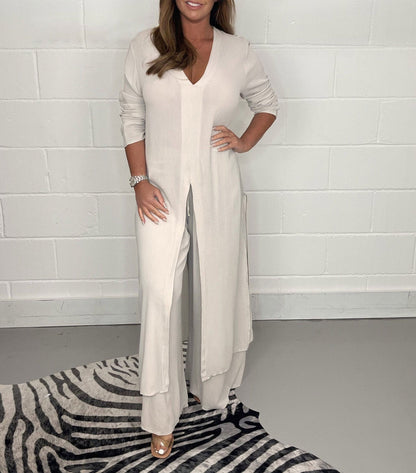 Sofieke | Mujer Conjunto de Dos Piezas con Camisa y Pantalón Ancho