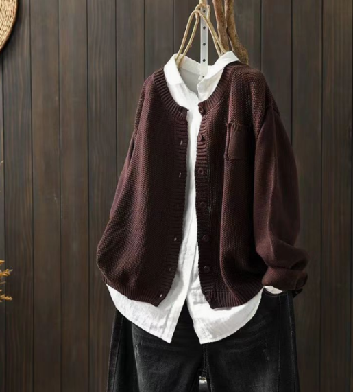 Jana | Mujer Cárdigan Oversize de Punto con Bolsillos
