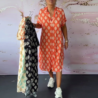 Yentl | Mujer Vestido Largo de Verano con Cuello de Solapa