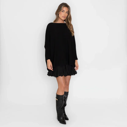 Mujer Suéter Oversize de Punto en Beige Cálido