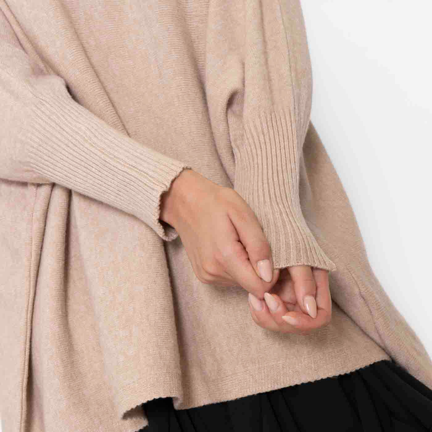 Mujer Suéter Oversize de Punto en Beige Cálido