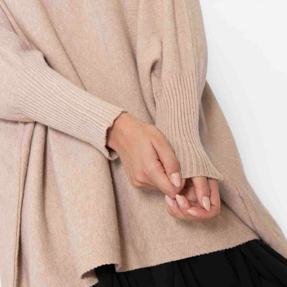 Mujer Suéter Oversize de Punto en Beige Cálido