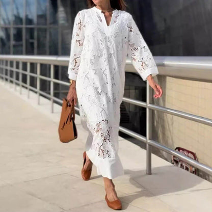 Lois | Mujer Vestido de Verano Ceñido con Encaje y Escote en V