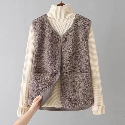 Fabienne | Mujer Chaleco con Botones y Bolsillos para Capas