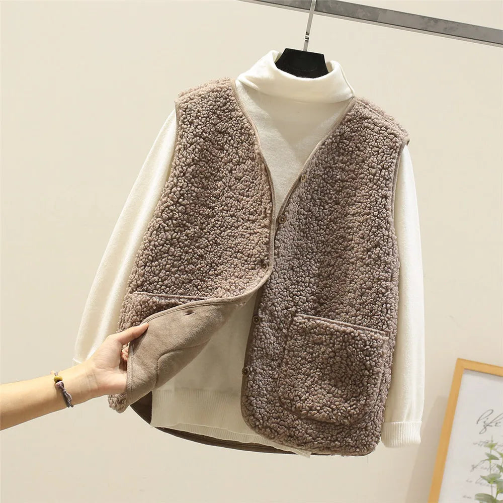 Fabienne | Mujer Chaleco con Botones y Bolsillos para Capas