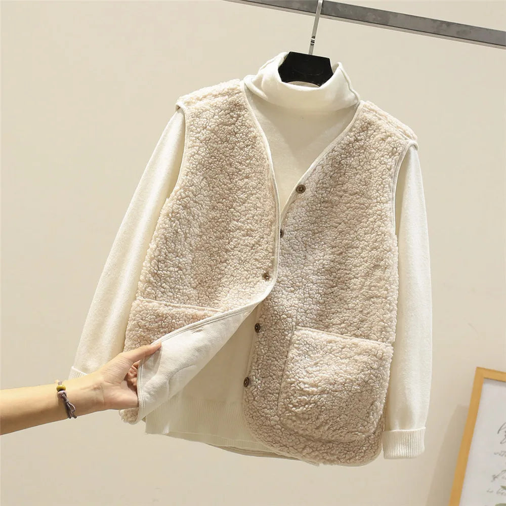 Fabienne | Mujer Chaleco con Botones y Bolsillos para Capas