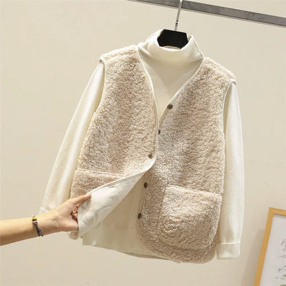 Fabienne | Mujer Chaleco con Botones y Bolsillos para Capas