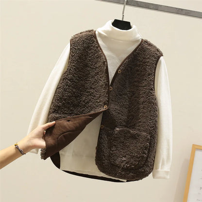 Fabienne | Mujer Chaleco con Botones y Bolsillos para Capas
