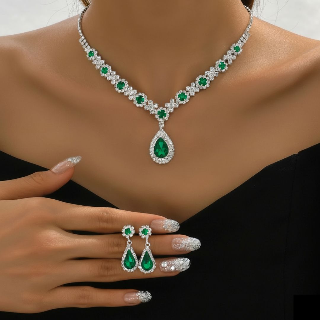 Gwenelivra | Mujer Conjunto de Collar y Pendientes con Zirconia