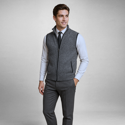 Alexander | Hombre Chaleco de Punto con Cremallera y Bolsillos